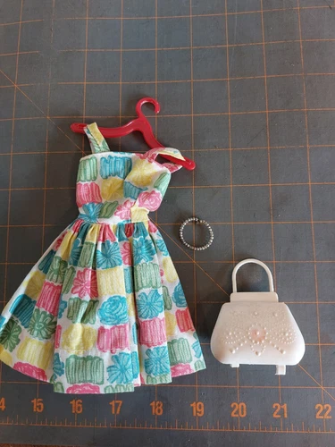 Vintage Custom Barbie Colorful Sundress with Purse + Necklace