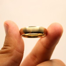 Tungsten Carbide Yellow Domed Brushed Finish Beveled Edge Wedding Band Ring 6mm