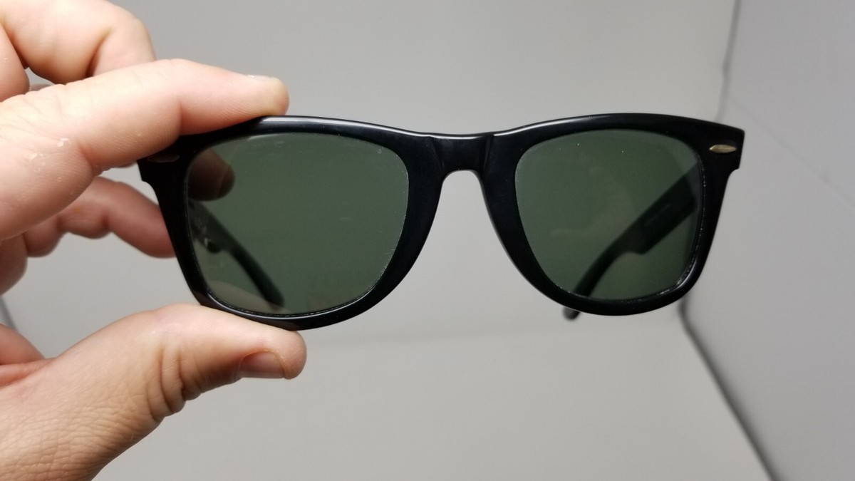 VINTAGE B&L RAY-BAN USA L2009 PVAW BLACK EBONY WAYFARER VINTAGE B&L RAY-BAN USA L2009 PVAW BLACK EBONY WAYFARER