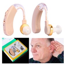 2X Behind the Ear Sound Amplifier Enhancer Audiphone Adjustable Hearing Aids Aid