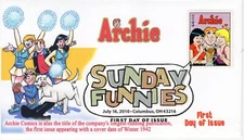 AO 4469-1, 2010, Sunday Funnies, Digital Color Postmark, Add-on Cachet, First Da