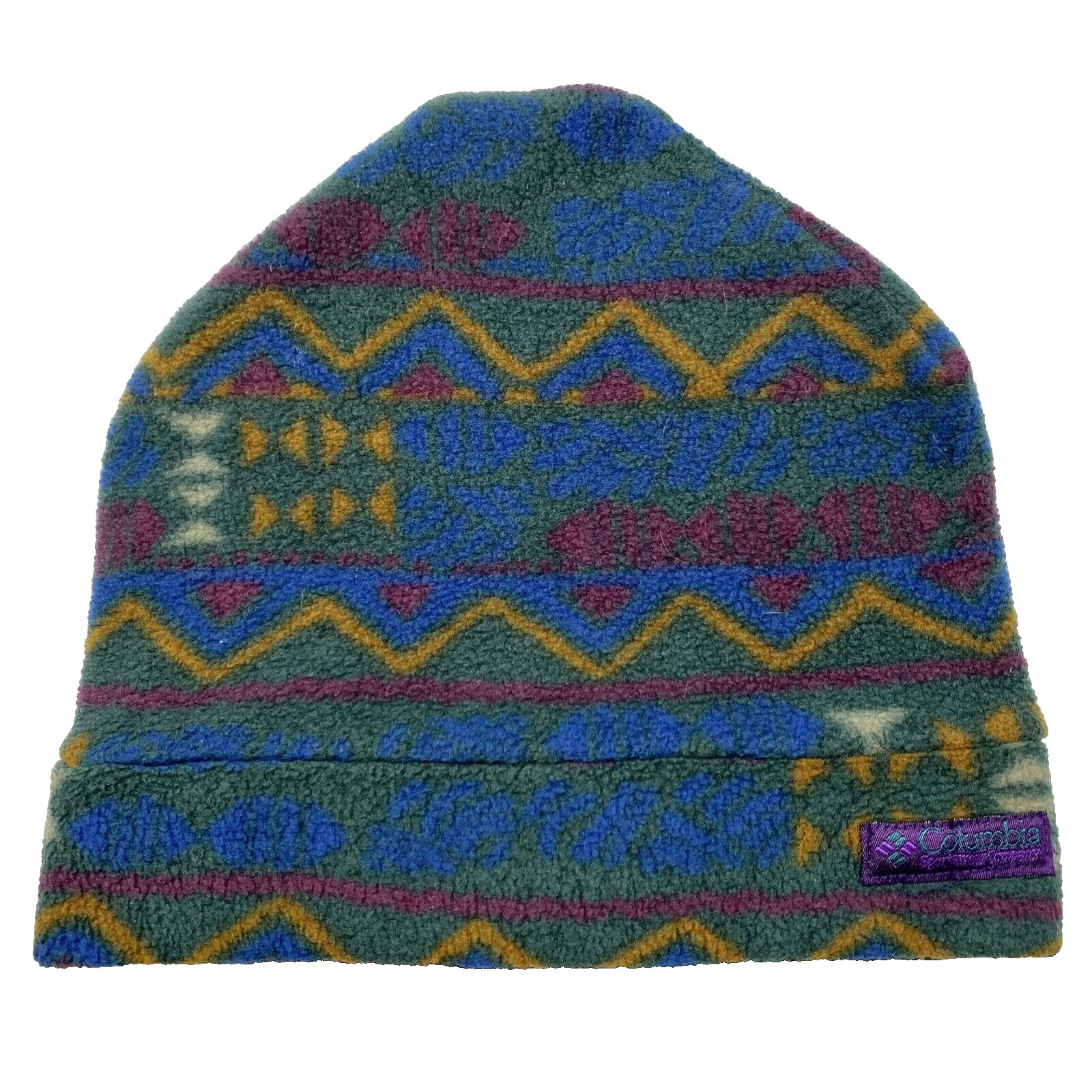 Gorro polar vintage Columbia Aztec AOP estampado hecho en EE. UU. talla S/M unisex EE. UU.