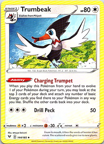 Trumbeak 144/185 NM - B1G1F - Vivid Voltage Pokemon Card $2 Combined  Shipping | eBay