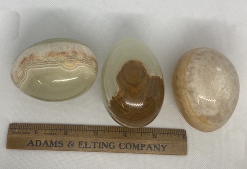 Vintage Marmor Alabaster Achat Geode Stein poliert Ei 3 Stück - Bild 5 von 12
