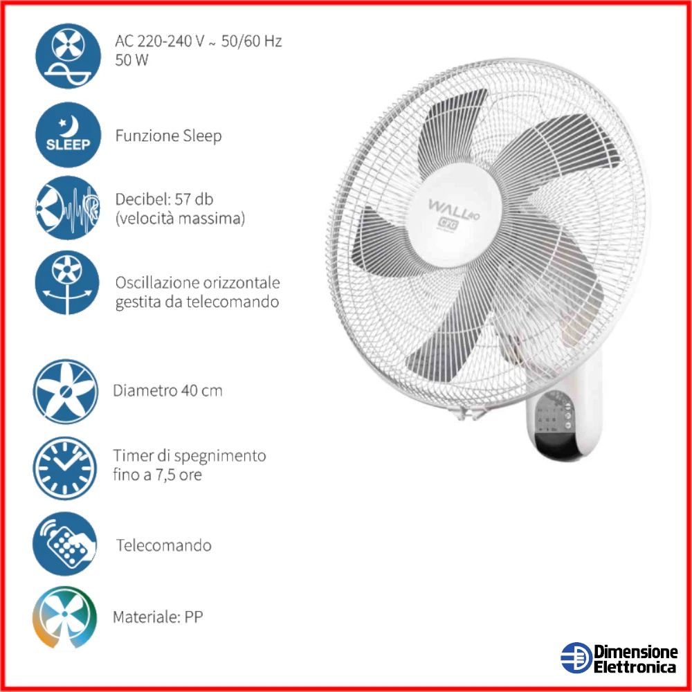 Ventilatore A Piantana Oscillante TH-Homeware 16 Pollici, 3 Velocità, A+++, Regno Unito - Foto 4