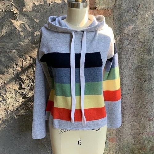 NWT Minnie Rose Cashmere Rainbow Hoodie 