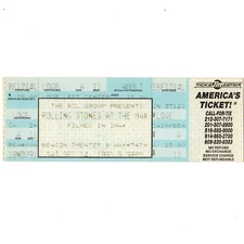 ROLLING STONES Concert Ticket Stub New YORK NY 12/14/91 IMAX FILM BEACON THEATRE
