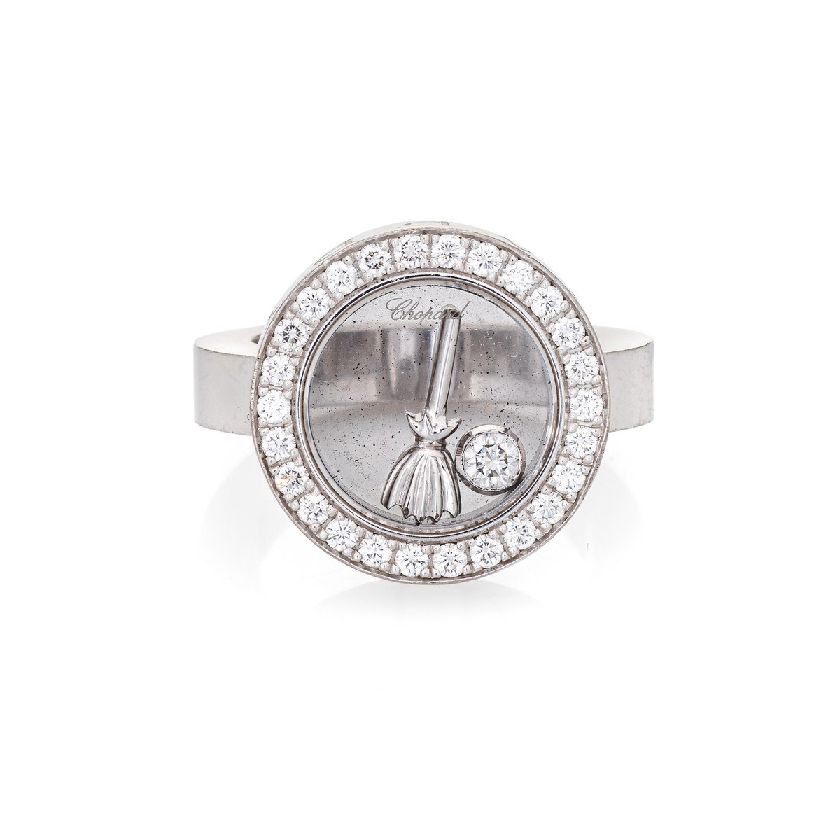 Chopard Happy Spirit ハッピースピリット リング50 Chopard Happy Spirit Ring Floating Diamond Estate 18k White Gold