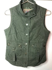 BB Dakota Olive Army Green Button Up Sleeveless Jacket Best Size Medium