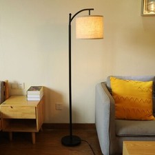 Bogenlampe Bogenleuchte Stehlampe Stoff weiß Design E27 Wohnzimmer Stehleuchte