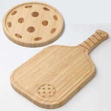 Pickleball Charcuterie Boards Set, Cheese Board with Handle 17"x8.5"+ Plate 8...
