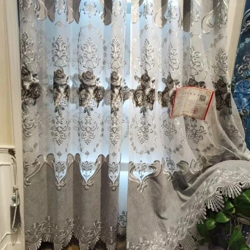 Europe Style Exquisite Embroidered Curtains Room High-quality Chenille Curtains - Image 3 of 4