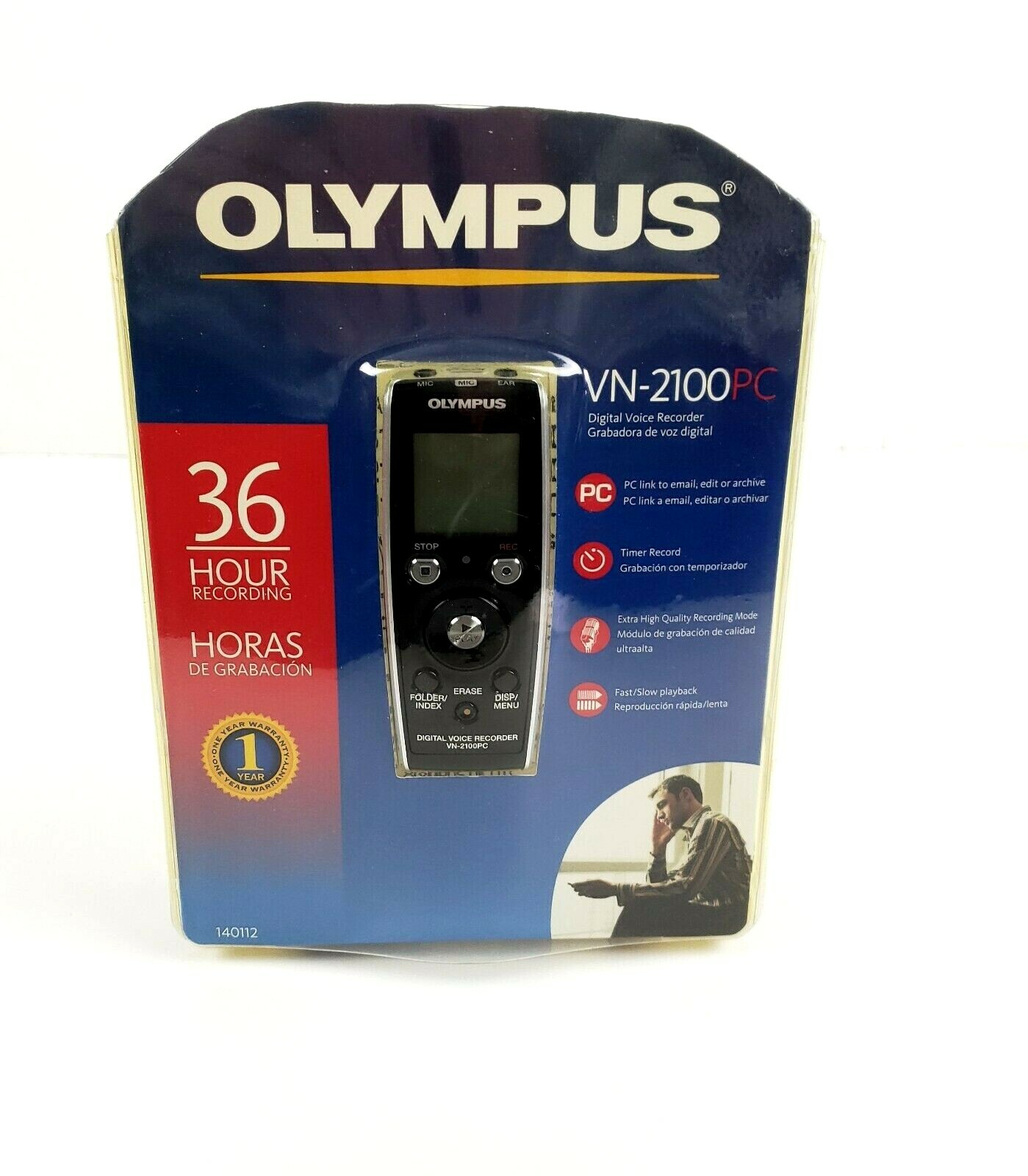 Olympus Digital Hand Sprachrekorder schwarz Modell VN2100PC Top mnd