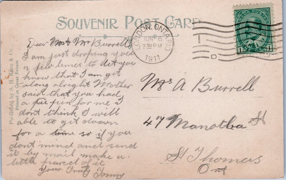 1911 GTR Station London Canada Richmond St SH Knox & co Postcard - Image 2 of 3