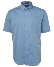 Jb's wear Mens Cotton Rich Fine Short Sleeve Chambray Shirt Corporate Wear New