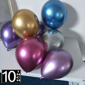 METALLIC LATEX PEARL CHROME BALLOONS 10" Helium Baloon Happy Birthday Party UK