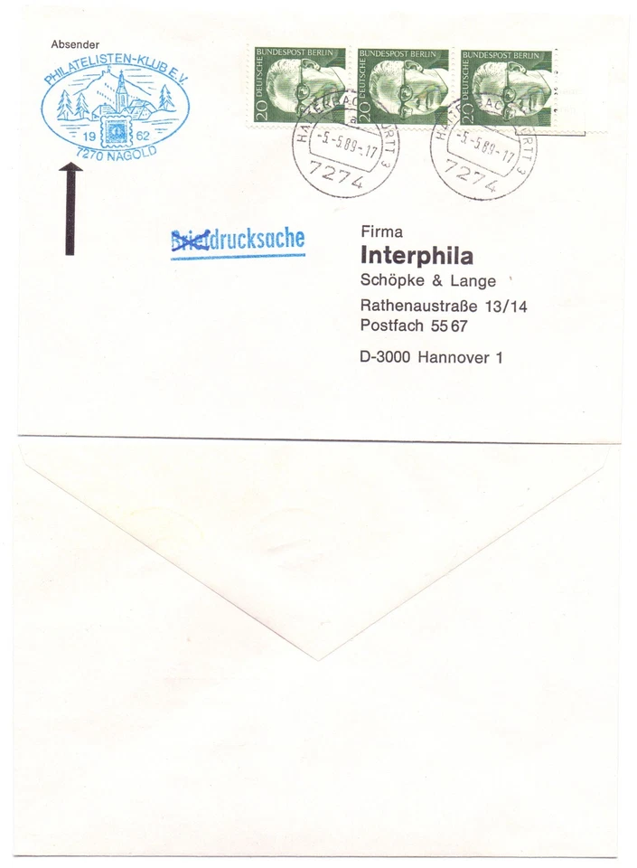 124893 - Mi.Nr. 362 - Beleg - Haiterbach 5.5.1989 nach Hannover - Bild 1 von 1