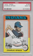 1975 TOPPS BASEBALL Charlie Spikes #135 PSA 9 MINT Cleveland Indians