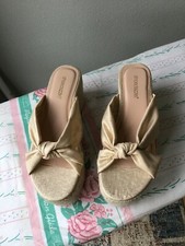 Womens Shoedazzle Open Toe Platform Sandals Bows Wedge High Heels Party Shoes