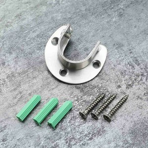 1 Set Stainless Steel Closet Pole Sockets Rod End Supports Flange