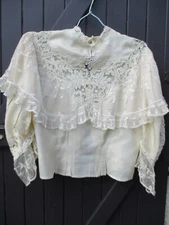 Antique Silk Lace Lace Lace Needle Appliques Tulle Blouse Size 38-40