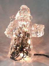 Vintage 24% Heavy Lead Crystal Santa Claus Table-Top Taper Candle Holder 7.25