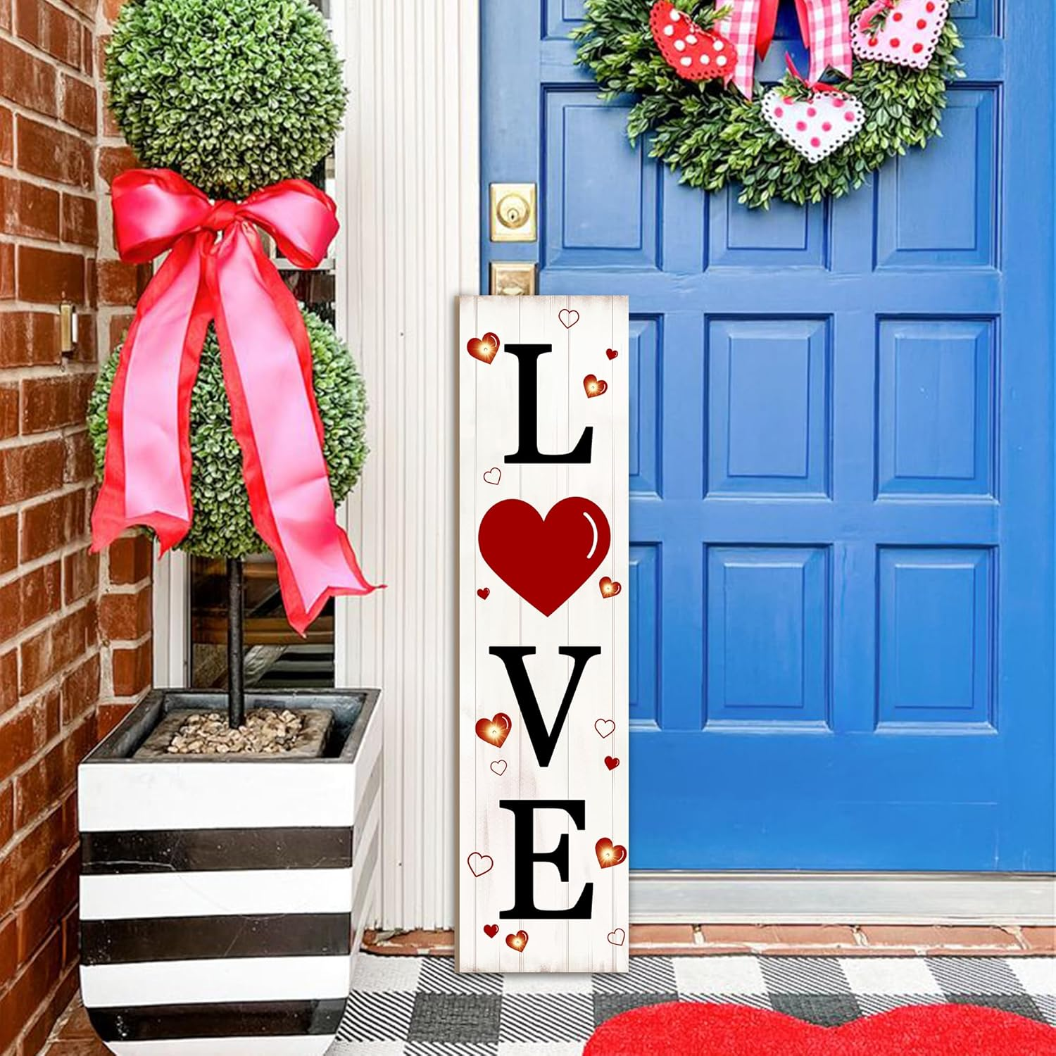 Rustic Wooden Love Sign with Lights for Valentine's Day Porch Decor