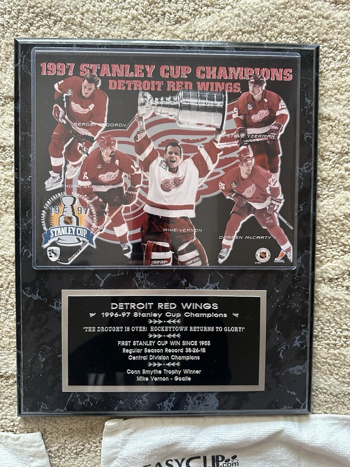 Детройт Red Wings лот 96-97 Кубок Стэнли табличка, Никлас Лидстром автограф, полотенце - Изображение 2 из 3