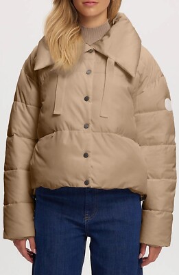 Noize Yasmin Women's Quilted Insulated Cropped Puffer Jacket in Desert Size XL