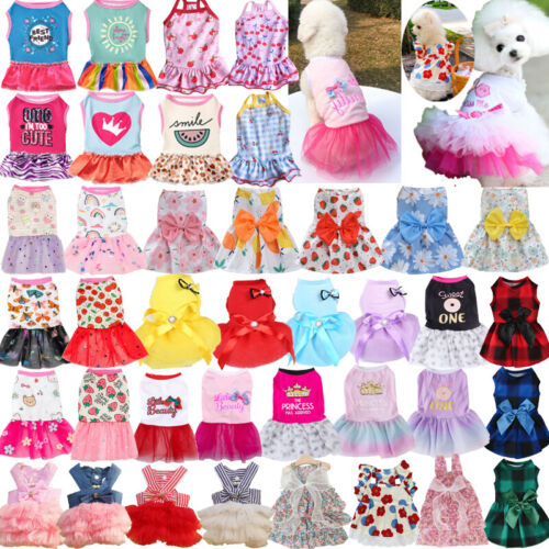 Dog Skirt Pet Dress Cotton Small Dog Princess Dress Chihuahua Puppy Cat Clothes - Picture 1 of 97