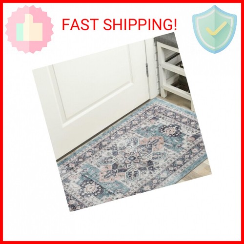 Area Rug, 2x3 Boho Rug Non-Slip Washable Indoor Door Mat, Small Oriental Accent