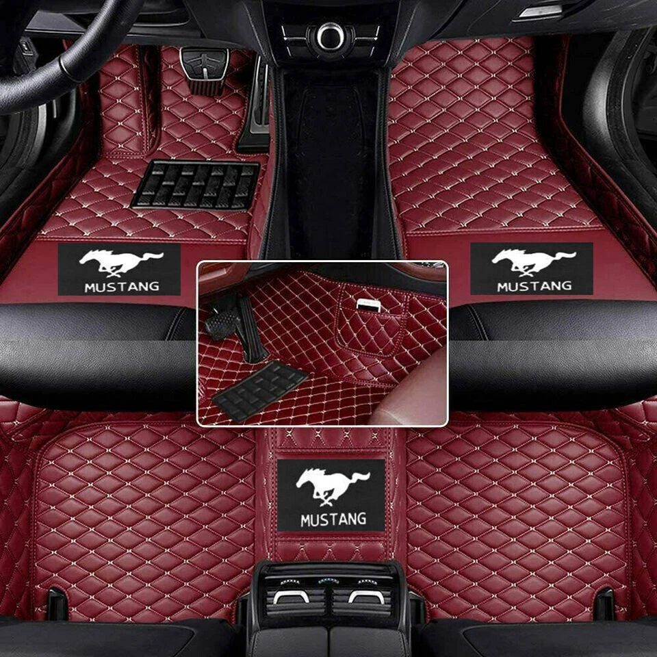 For Ford Mustang 1994-2025 Car Floor Mats Luxury Custom Set All-Weather Carpets Foto 3 de 4