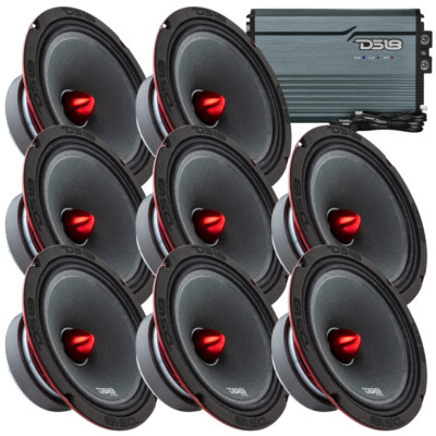 8x DS18 PRO-X8BM 8'' Mid-Range Speakers + 1x Silver FRP-2.5K  Mono Amplifier