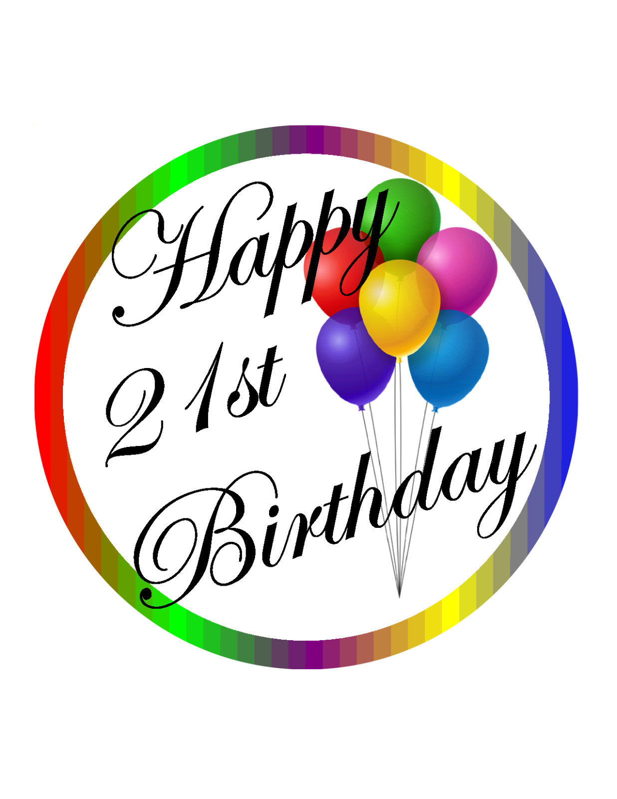 21st Happy Birthday 7.5 PREMIUM Edible ICING Cake Topper TWENTY FIRST 21 D13