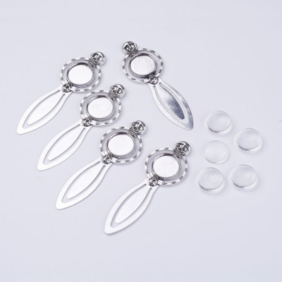 Sets Skull Antique Silver Alloy Glass Cabochon Bookmark