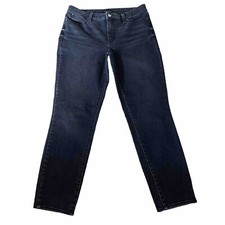 Talbots Women  s Slim Ankle Jeans Denim Cotton Dark Wash Black Size 8