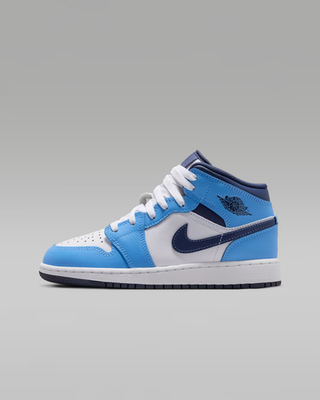 Air Jordan 1 Mid University Blue White Sail Navy Big Kids' (GS