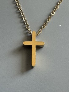 Authentic Gold Plated Cross Pendant With Expandable Necklace 18 Inches