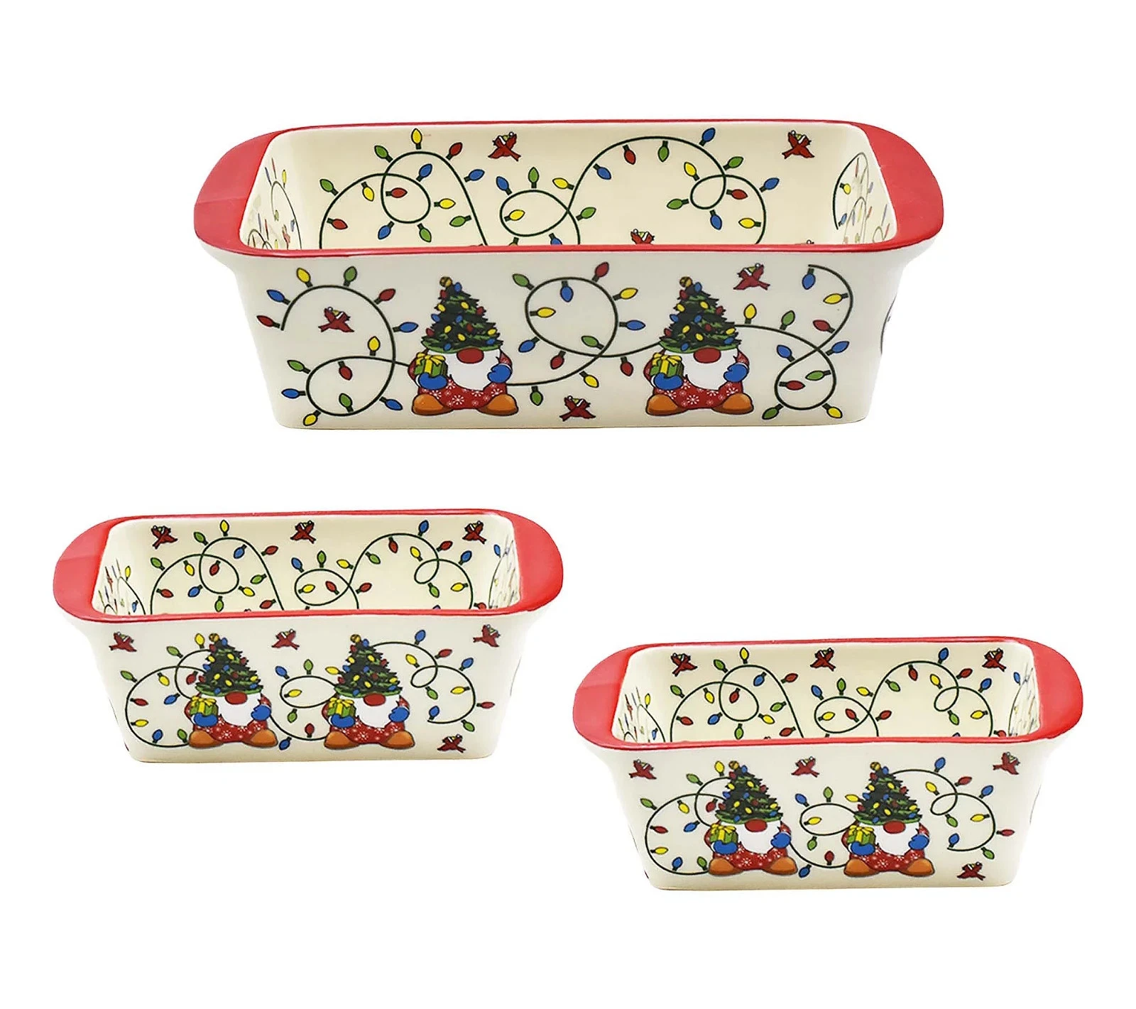 Temp-tations 1.75-qt Loaf Pan with Set of 2 12-oz Mini Loves Festive Gnome