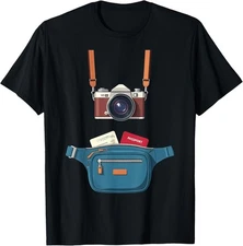 Tourist Spirit Day Camera Passport Map Tourism Outfit Unisex T-Shirt