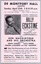BILLY ECKSTINE – rare vintage original Leicester 1954 jazz concert handbill