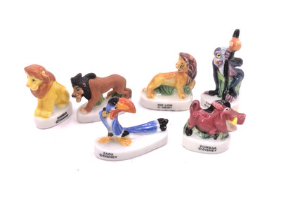6 Feves Porzellan Figuren König der Löwen Simba Mufasa Zazu Rafiki Pumbaa Scar