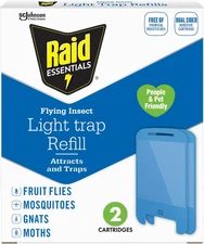 Essentials Flying Insect Light Trap Refills, 2 Light Trap Refill Cartridges, Fea