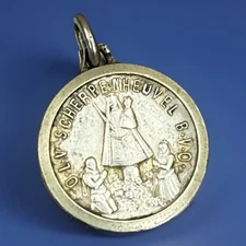 Vintage Catholic Our Lady Of Montaigu & Saint Christopher Small Religious Medal