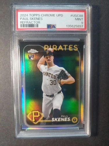 🔥 PSA 9 PAUL SKENES ROOKIE 2024 Topps Chrome Update Refractor #USC88