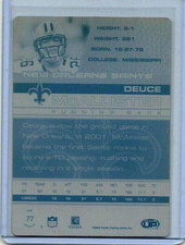 1/1 DEUCE McALLISTER 2002 PACIFIC CARD PRINTING PLATE NEW ORLEANS SAINTS 1 OF 1