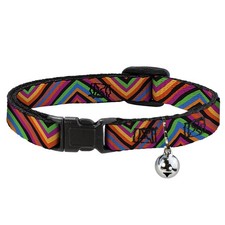 Cat Collar Breakaway with Bell Diamond Freehand Multi Color NARROW Fits 8.5-12"