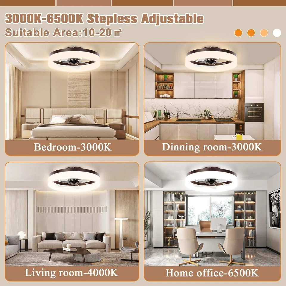 Innovative 15.7-Inch Modern Ceiling Fan with Lights, Remote & Memory Function - Image 4 of 4