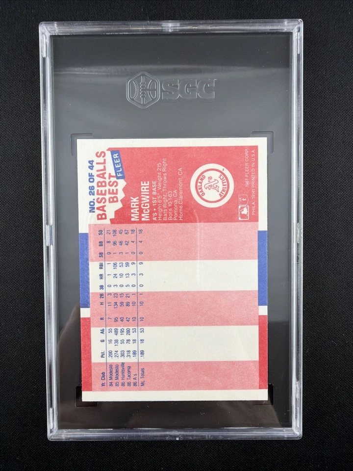 Fleer Baseball's Best #26 Mark 1987 McGWIRE Athletics SGC 10 Foto 2 de 2