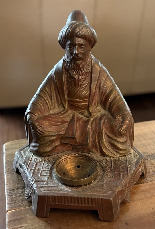 VINTAGE 1930s  ART DECO  VANTINES BRONZE INCENSE BURNER - MADE IN FRANCE - 4.5"